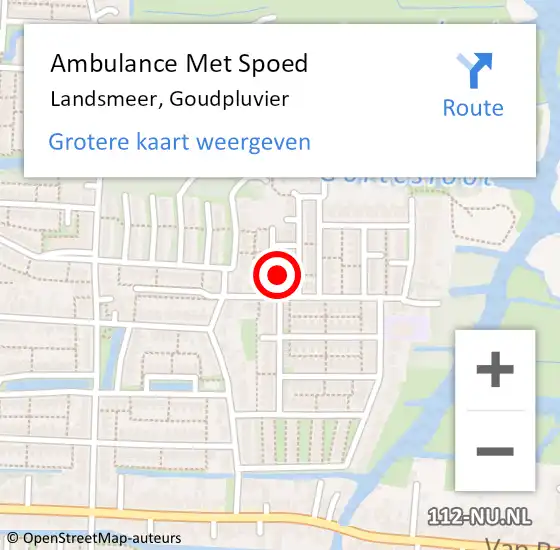 Locatie op kaart van de 112 melding: Ambulance Met Spoed Naar Landsmeer, Goudpluvier op 22 maart 2018 10:23
