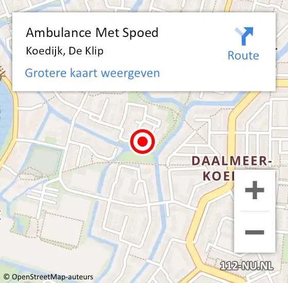 Locatie op kaart van de 112 melding: Ambulance Met Spoed Naar Koedijk, De Klip op 22 maart 2018 10:47