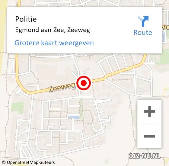 Locatie op kaart van de 112 melding: Politie Egmond aan Zee, Zeeweg op 22 maart 2018 10:51