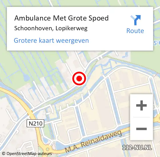 Locatie op kaart van de 112 melding: Ambulance Met Grote Spoed Naar Schoonhoven, Lopikerweg op 22 maart 2018 12:57