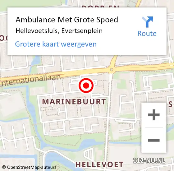 Locatie op kaart van de 112 melding: Ambulance Met Grote Spoed Naar Hellevoetsluis, Evertsenplein op 22 maart 2018 13:06