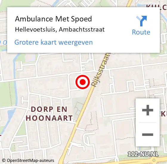 Locatie op kaart van de 112 melding: Ambulance Met Spoed Naar Hellevoetsluis, Ambachtsstraat op 22 maart 2018 13:12