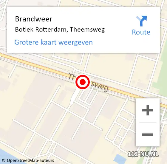 Locatie op kaart van de 112 melding: Brandweer Botlek Rotterdam, Theemsweg op 22 maart 2018 13:15