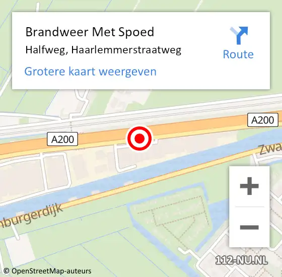 Locatie op kaart van de 112 melding: Brandweer Met Spoed Naar Halfweg, Haarlemmerstraatweg op 22 maart 2018 13:19