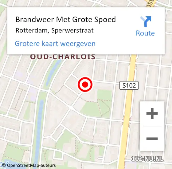 Locatie op kaart van de 112 melding: Brandweer Met Grote Spoed Naar Rotterdam, Sperwerstraat op 22 maart 2018 13:22