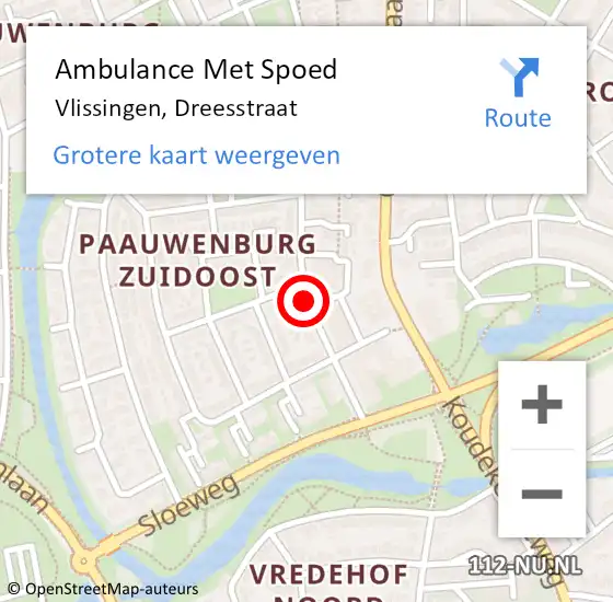 Locatie op kaart van de 112 melding: Ambulance Met Spoed Naar Vlissingen, Dreesstraat op 22 maart 2018 14:34
