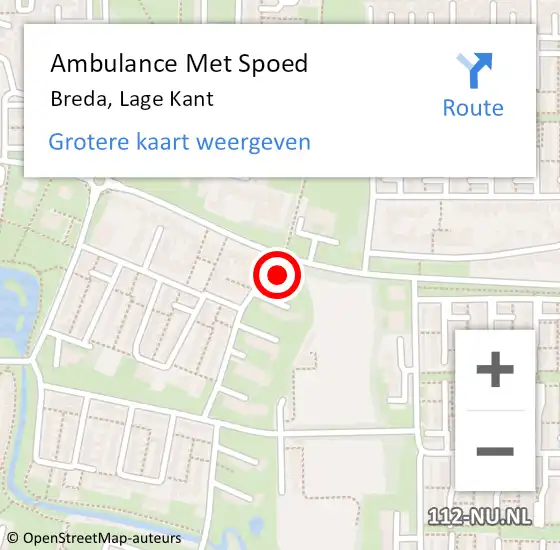 Locatie op kaart van de 112 melding: Ambulance Met Spoed Naar Breda, Lage Kant op 22 maart 2018 14:35