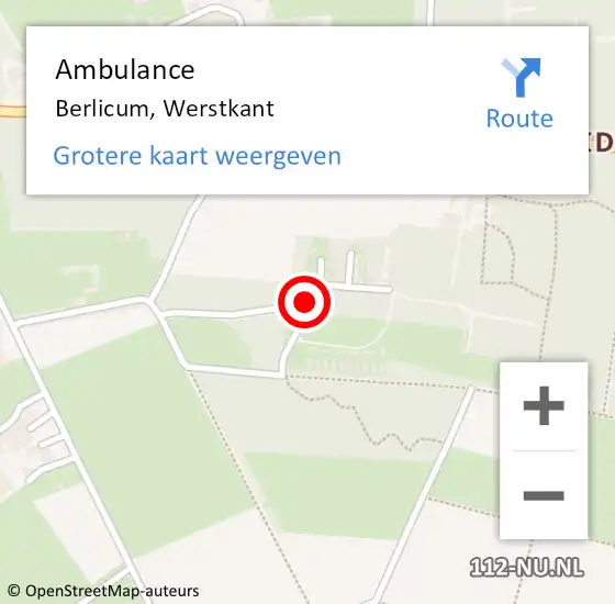 Locatie op kaart van de 112 melding: Ambulance Berlicum, Werstkant op 22 maart 2018 14:36