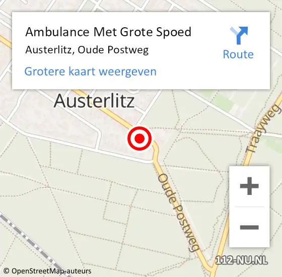 Locatie op kaart van de 112 melding: Ambulance Met Grote Spoed Naar Austerlitz, Oude Postweg op 22 maart 2018 14:36
