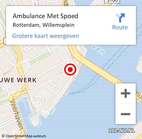 Locatie op kaart van de 112 melding: Ambulance Met Spoed Naar Rotterdam, Willemsplein op 22 maart 2018 14:38