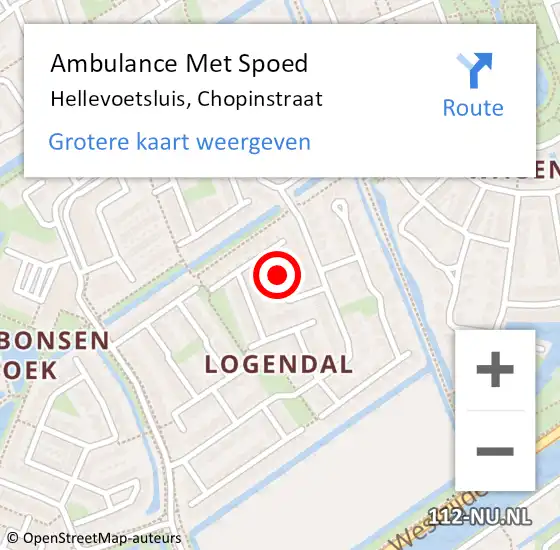 Locatie op kaart van de 112 melding: Ambulance Met Spoed Naar Hellevoetsluis, Chopinstraat op 22 maart 2018 16:02