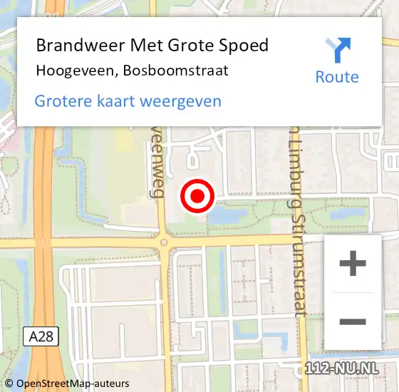 Locatie op kaart van de 112 melding: Brandweer Met Grote Spoed Naar Hoogeveen, Bosboomstraat op 22 maart 2018 17:17
