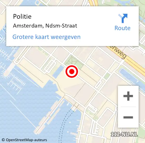 Locatie op kaart van de 112 melding: Politie Amsterdam, Ndsm-Straat op 22 maart 2018 17:35