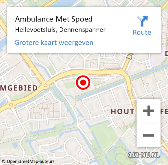 Locatie op kaart van de 112 melding: Ambulance Met Spoed Naar Hellevoetsluis, Dennenspanner op 22 maart 2018 23:36