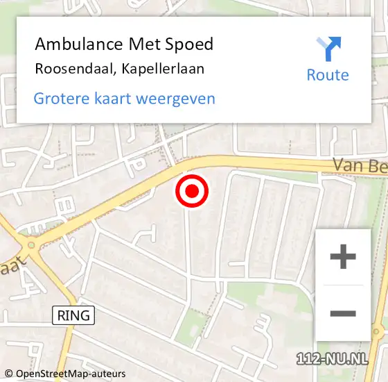 Locatie op kaart van de 112 melding: Ambulance Met Spoed Naar Roosendaal, Kapellerlaan op 23 maart 2018 02:59