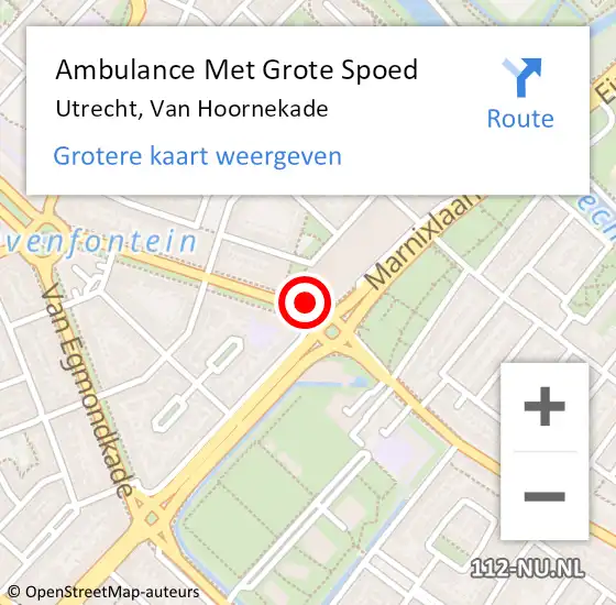 Locatie op kaart van de 112 melding: Ambulance Met Grote Spoed Naar Utrecht, Van Hoornekade op 23 maart 2018 03:04