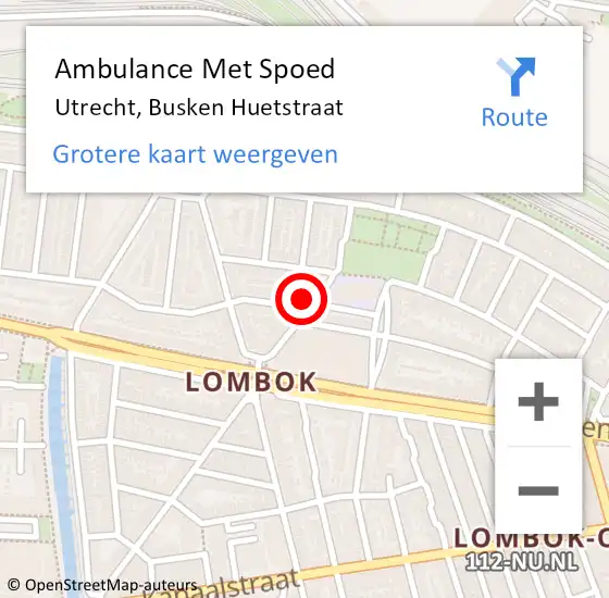 Locatie op kaart van de 112 melding: Ambulance Met Spoed Naar Utrecht, Busken Huetstraat op 23 maart 2018 07:47