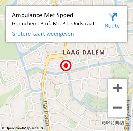 Locatie op kaart van de 112 melding: Ambulance Met Spoed Naar Gorinchem, Prof. Mr. P.J. Oudstraat op 23 maart 2018 08:31
