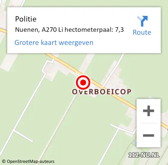 Locatie op kaart van de 112 melding: Politie Wijdewormer, A7 Li hectometerpaal: 10,7 op 23 maart 2018 12:13