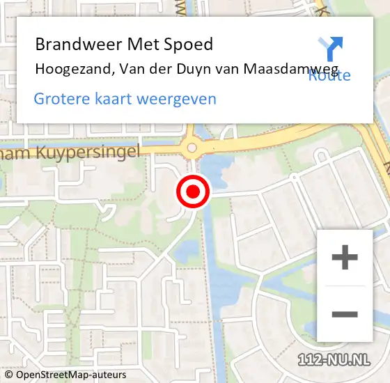 Locatie op kaart van de 112 melding: Brandweer Met Spoed Naar Hoogezand, Van der Duyn van Maasdamweg op 23 maart 2018 12:26