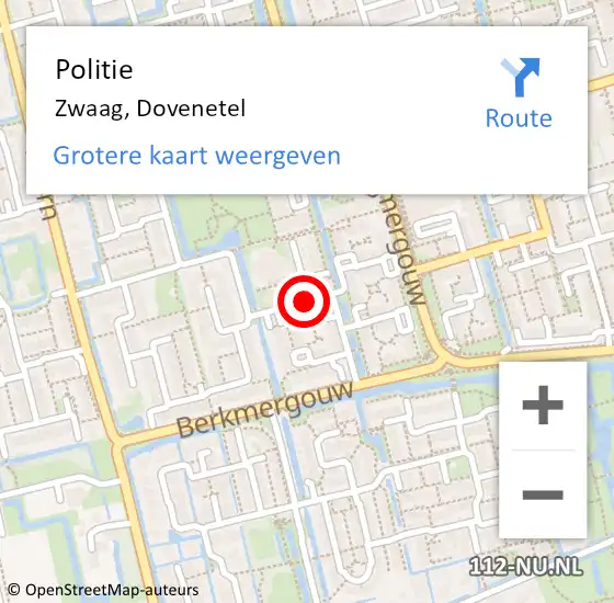 Locatie op kaart van de 112 melding: Politie Zwaag, Dovenetel op 23 maart 2018 12:40