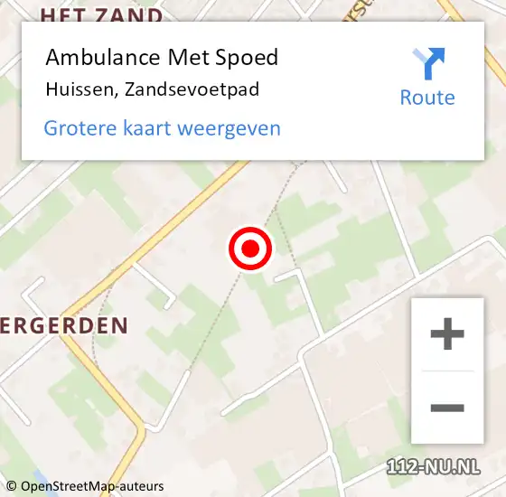 Locatie op kaart van de 112 melding: Ambulance Met Spoed Naar Huissen, Zandsevoetpad op 23 maart 2018 16:15