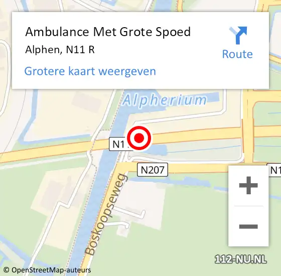 Locatie op kaart van de 112 melding: Ambulance Met Grote Spoed Naar Alphen, N11 R op 23 maart 2018 16:50