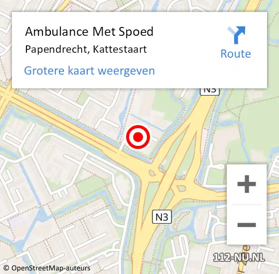 Locatie op kaart van de 112 melding: Ambulance Met Spoed Naar Papendrecht, Kattestaart op 23 maart 2018 19:04