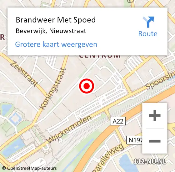 Locatie op kaart van de 112 melding: Brandweer Met Spoed Naar Beverwijk, Nieuwstraat op 23 maart 2018 19:54