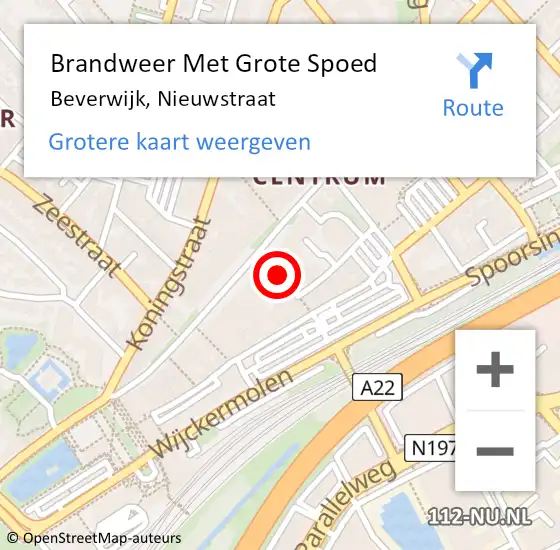 Locatie op kaart van de 112 melding: Brandweer Met Grote Spoed Naar Beverwijk, Nieuwstraat op 23 maart 2018 20:07