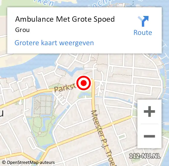 Locatie op kaart van de 112 melding: Ambulance Met Grote Spoed Naar Grou op 23 maart 2018 21:37