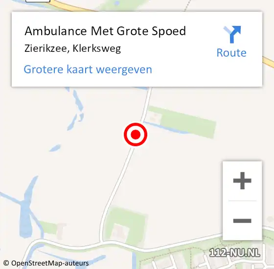 Locatie op kaart van de 112 melding: Ambulance Met Grote Spoed Naar Zierikzee, Klerksweg op 23 maart 2018 21:56