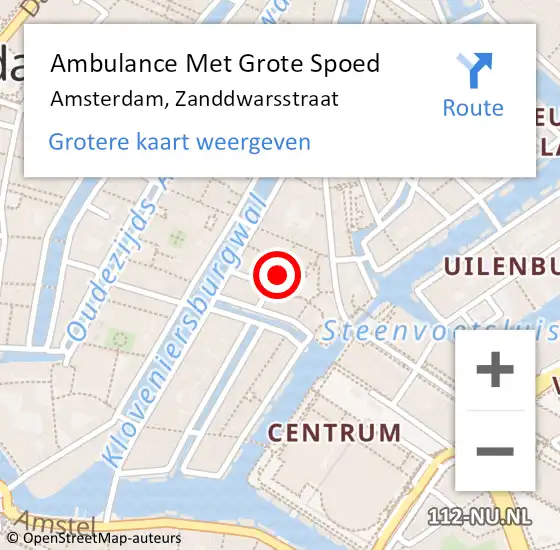 Locatie op kaart van de 112 melding: Ambulance Met Grote Spoed Naar Amsterdam, Zanddwarsstraat op 23 maart 2018 22:40