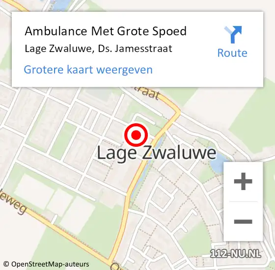 Locatie op kaart van de 112 melding: Ambulance Met Grote Spoed Naar Lage Zwaluwe, Ds. Jamesstraat op 24 maart 2018 01:35