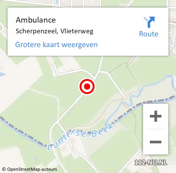 Locatie op kaart van de 112 melding: Ambulance Scherpenzeel, Vlieterweg op 24 maart 2018 13:27