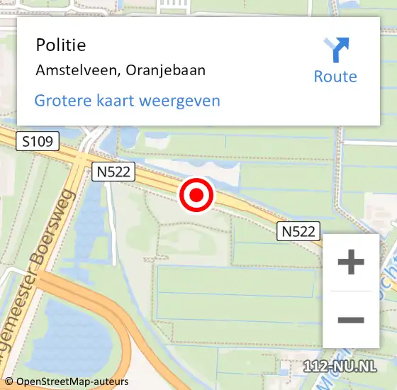 Locatie op kaart van de 112 melding: Politie Amstelveen, Oranjebaan op 24 maart 2018 16:22