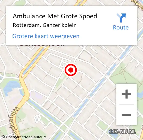 Locatie op kaart van de 112 melding: Ambulance Met Grote Spoed Naar Rotterdam, Ganzerikplein op 24 maart 2018 17:04