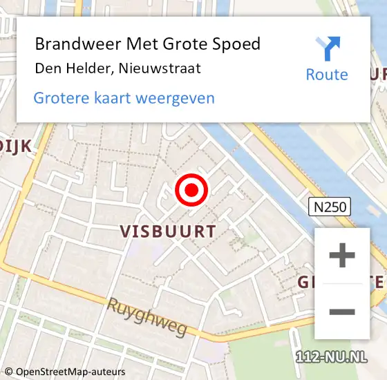 Locatie op kaart van de 112 melding: Brandweer Met Grote Spoed Naar Den Helder, Nieuwstraat op 24 maart 2018 17:39