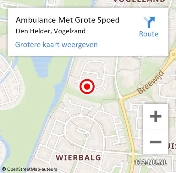 Locatie op kaart van de 112 melding: Ambulance Met Grote Spoed Naar Den Helder, Vogelzand op 24 maart 2018 18:12