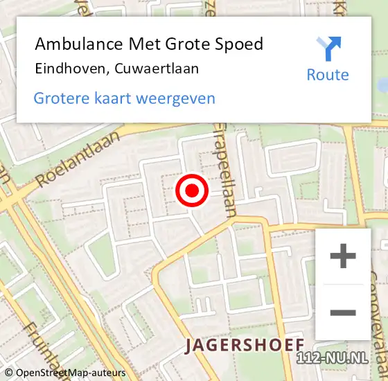 Locatie op kaart van de 112 melding: Ambulance Met Grote Spoed Naar Eindhoven, Cuwaertlaan op 24 maart 2018 18:19