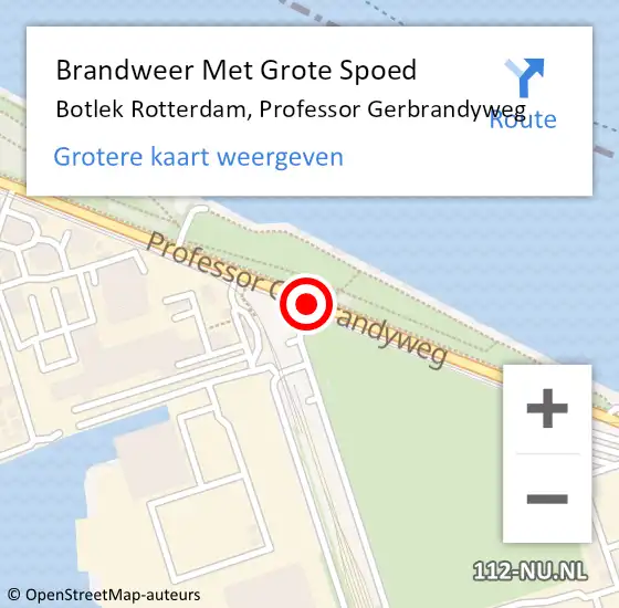 Locatie op kaart van de 112 melding: Brandweer Met Grote Spoed Naar Botlek Rotterdam, Professor Gerbrandyweg op 24 maart 2018 18:25