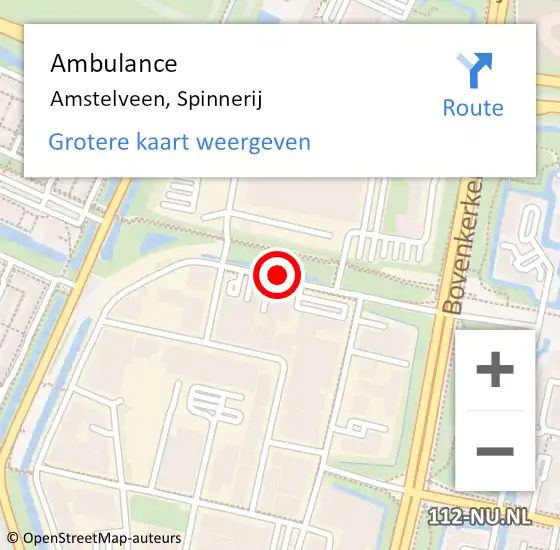 Locatie op kaart van de 112 melding: Ambulance Amstelveen, Spinnerij op 24 maart 2018 18:34