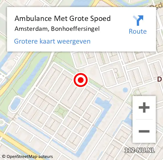 Locatie op kaart van de 112 melding: Ambulance Met Grote Spoed Naar Amsterdam, Bonhoeffersingel op 24 maart 2018 19:01