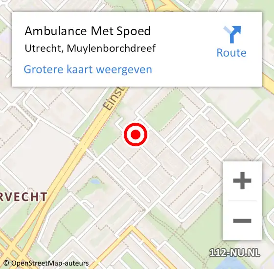 Locatie op kaart van de 112 melding: Ambulance Met Spoed Naar Utrecht, Muylenborchdreef op 24 maart 2018 19:48