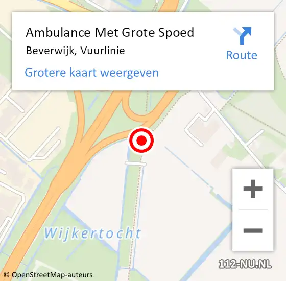 Locatie op kaart van de 112 melding: Ambulance Met Grote Spoed Naar Beverwijk, Vuurlinie op 25 maart 2018 01:17