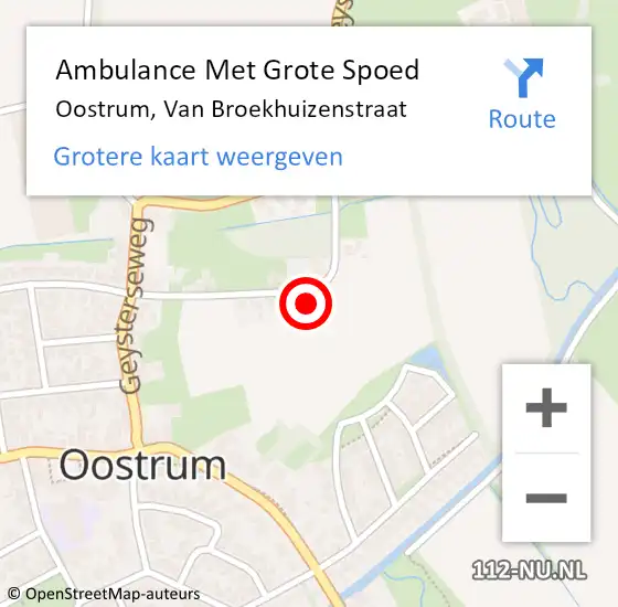 Locatie op kaart van de 112 melding: Ambulance Met Grote Spoed Naar Oostrum, Van Broekhuizenstraat op 25 maart 2018 10:22