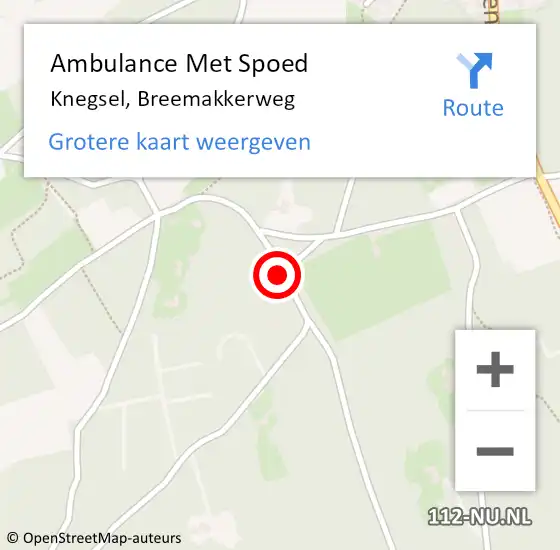 Locatie op kaart van de 112 melding: Ambulance Met Spoed Naar Knegsel, Breemakkerweg op 25 maart 2018 13:34