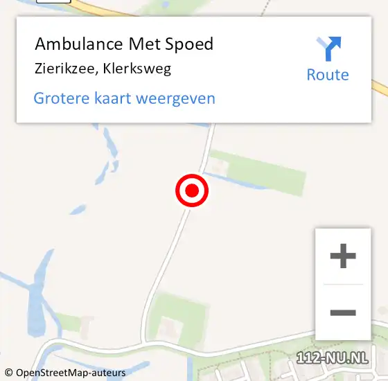 Locatie op kaart van de 112 melding: Ambulance Met Spoed Naar Zierikzee, Klerksweg op 25 maart 2018 13:38