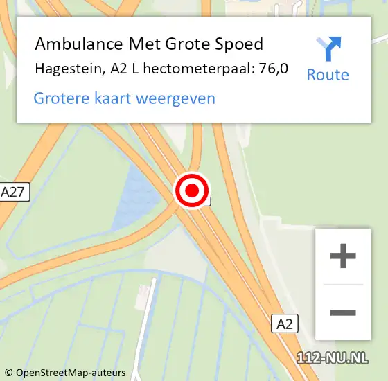 Locatie op kaart van de 112 melding: Ambulance Met Grote Spoed Naar Hagestein, A2 R hectometerpaal: 80,1 op 25 maart 2018 13:48