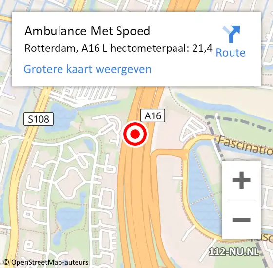 Locatie op kaart van de 112 melding: Ambulance Met Spoed Naar Rotterdam, A16 L hectometerpaal: 21,4 op 25 maart 2018 14:22
